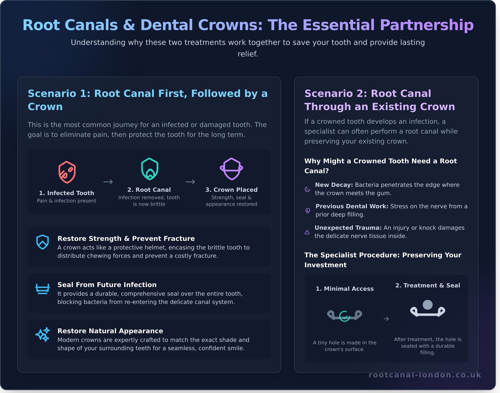 Dental Crowns and Root Canals: A Complete Guide for Patients - Infographic