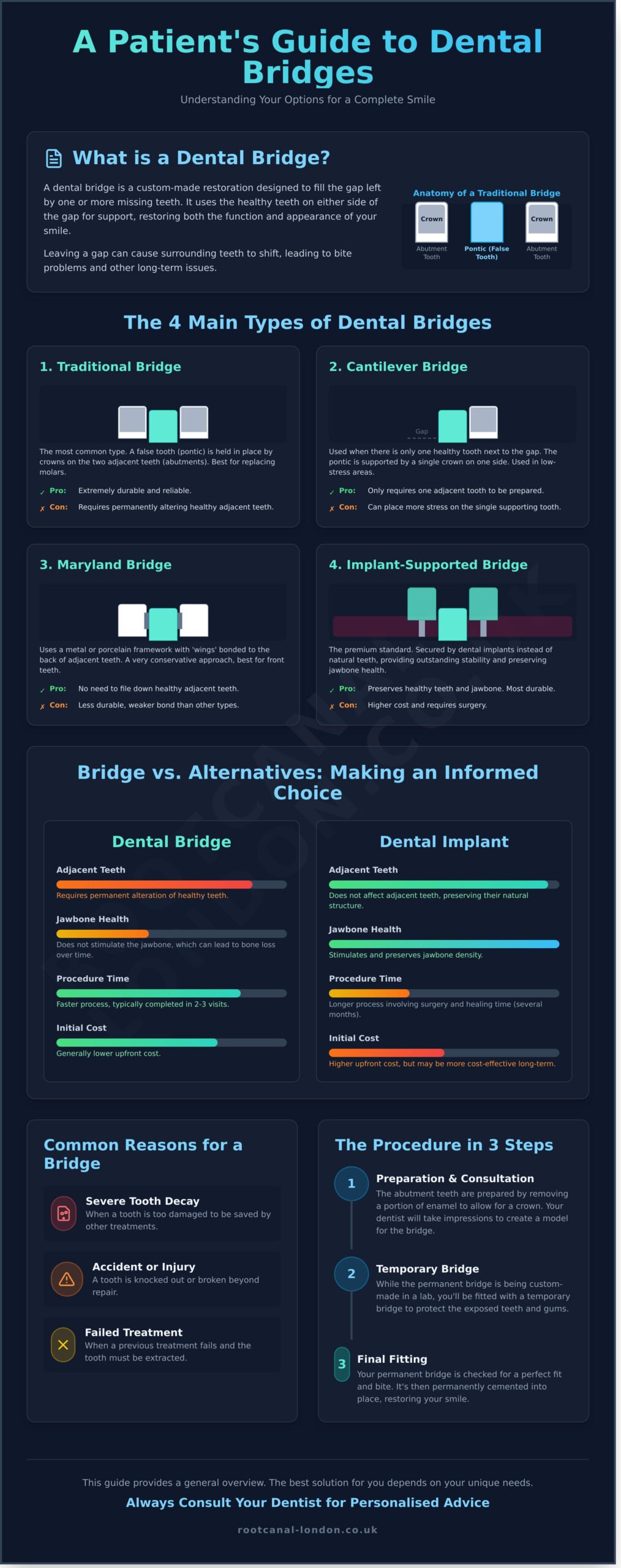 What is a Dental Bridge? A Complete UK Guide to Types, Costs & Procedure - Infographic