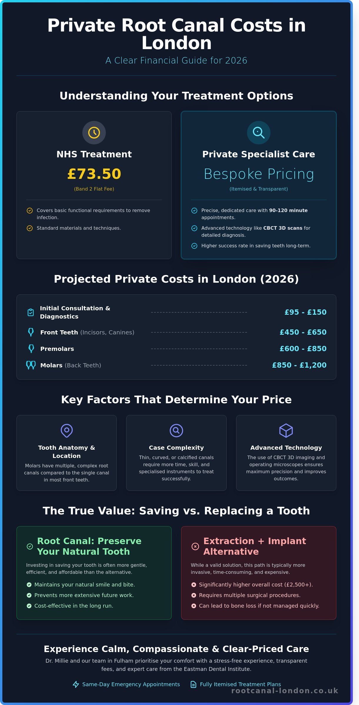 Root Canal Cost London: A Clear Guide to Private Treatment in Fulham 2026 - Infographic